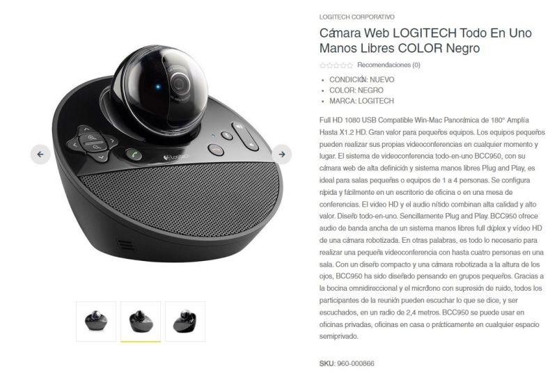 Comprar Camaras Web Logitech Todo En Uno en Electroshopy